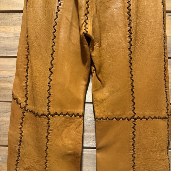 VTG 1970s North Beach Leather Whipstitch Leather Pants Ladies 7/8 - Picture 8 of 14